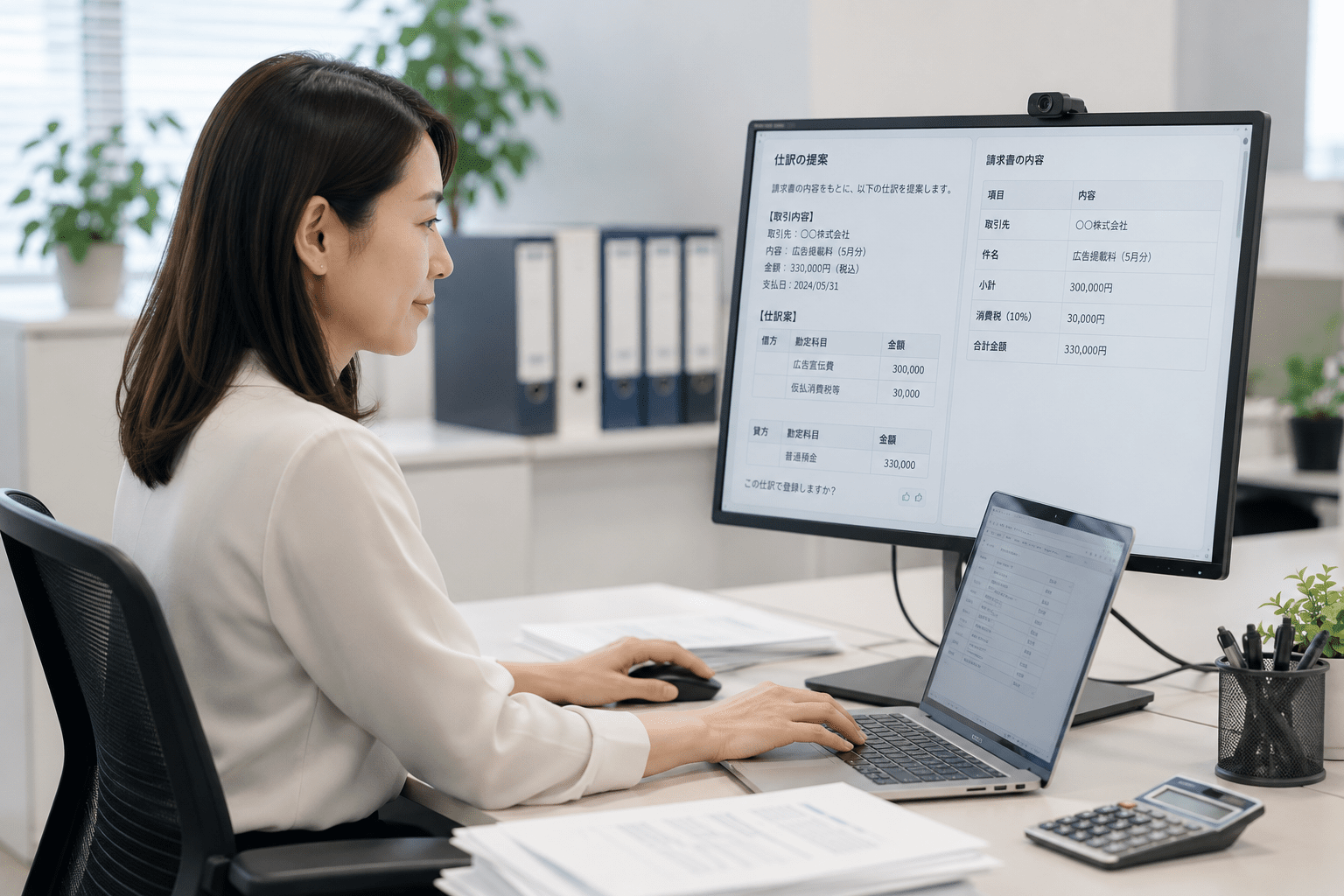 経理業務で生成AIが活用できる主な場面のイメージ