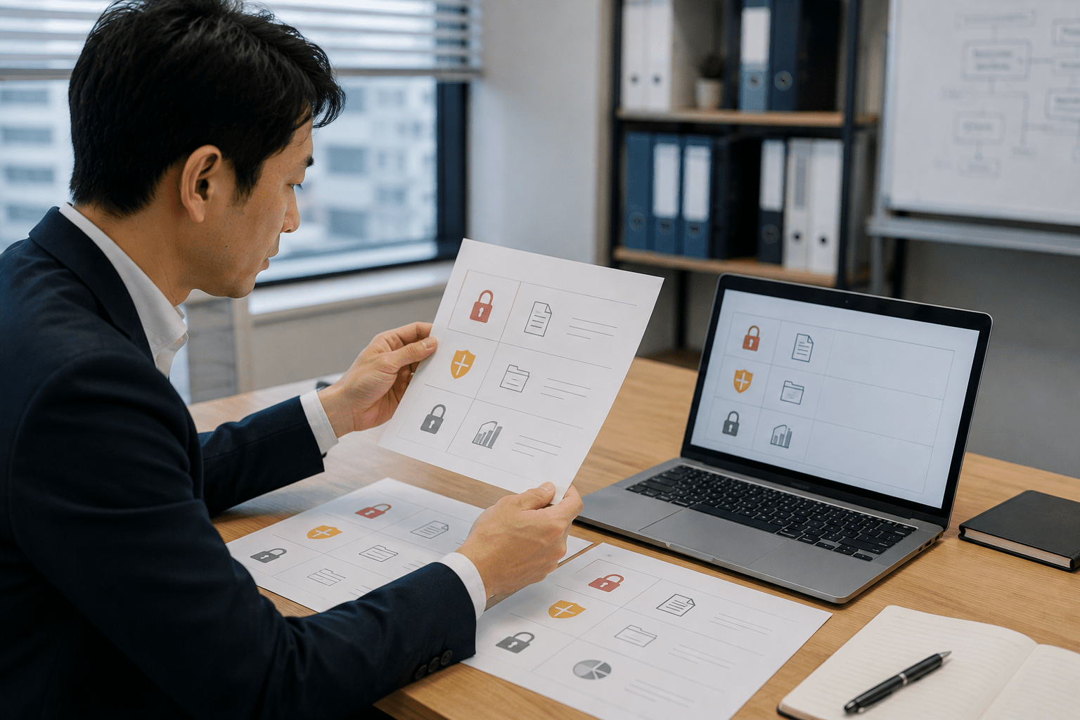 AIに入力する情報の機密度を資料ごとに確認する日本企業の担当者