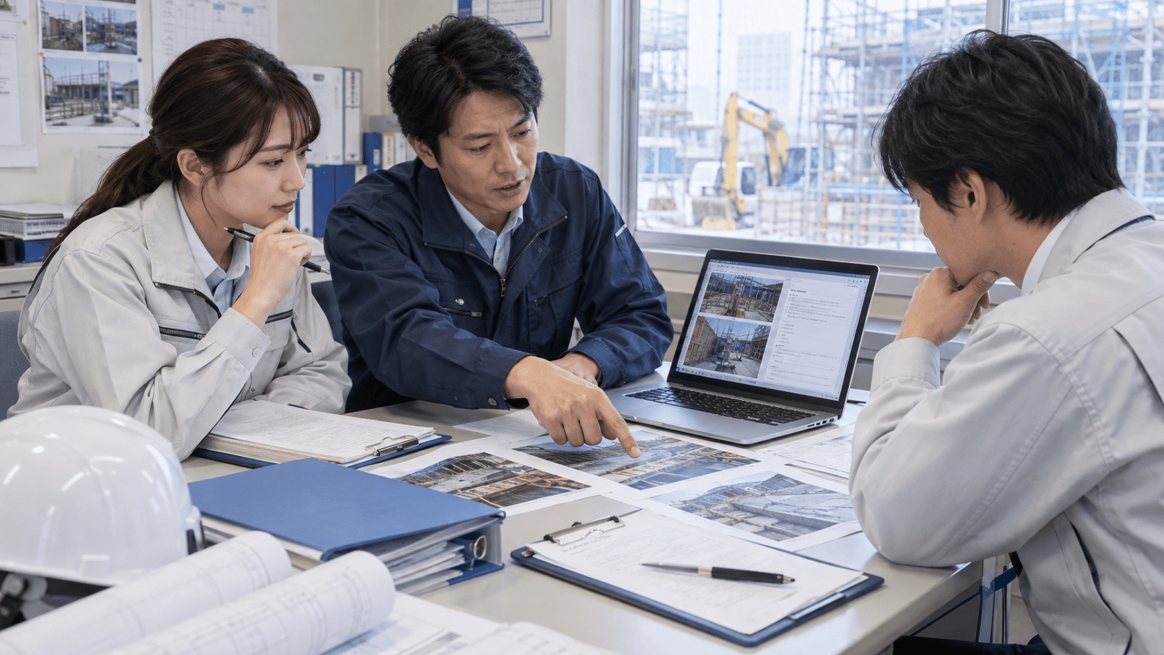 AIで整えた工事写真の説明文を元写真と照合して確認する企業チーム