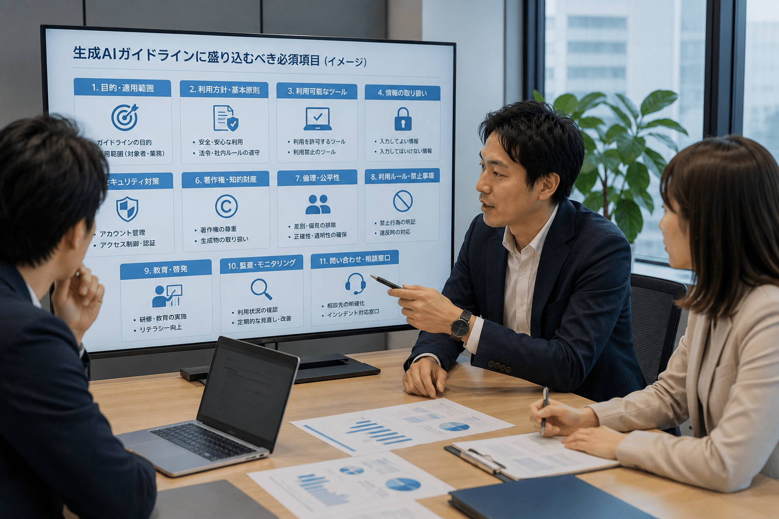 生成AIガイドラインに盛り込むべき必須項目のイメージ