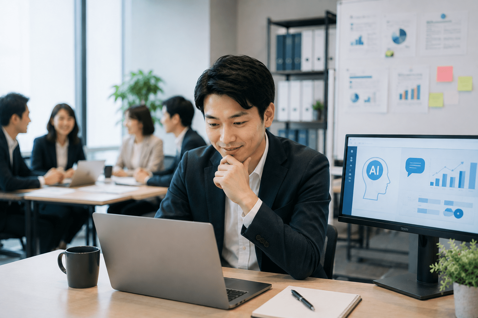 AI導入支援を経て、自律的にAIを活用する社内担当者の様子