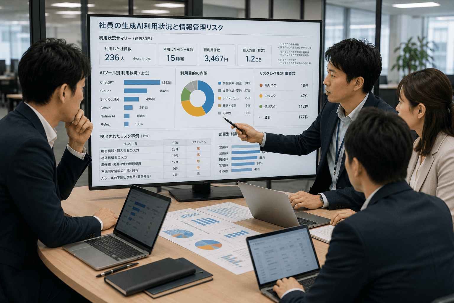 AI利用ルールと会社管理アカウントの運用方法を確認する日本企業のチーム