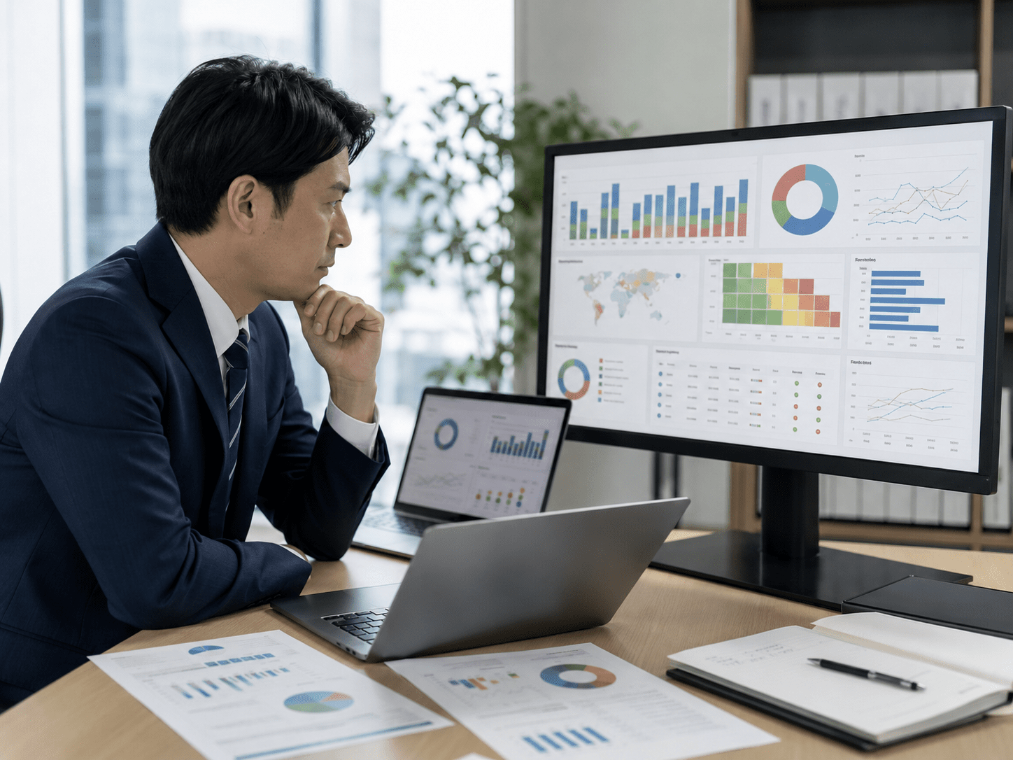 社員の生成AI利用状況と情報管理上のリスクを確認する日本企業の担当者