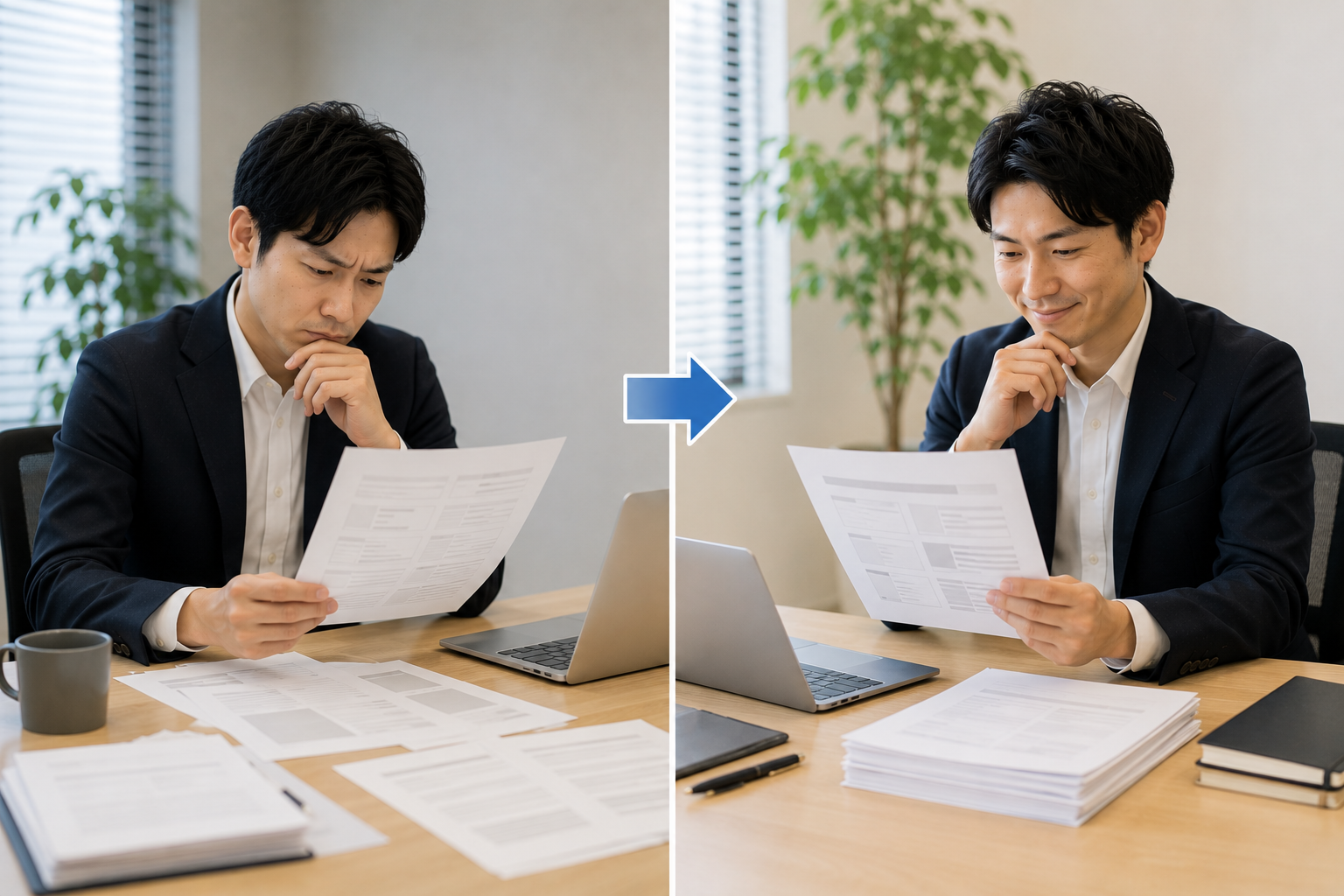 生成AIによる求人票改善のビフォーアフターのイメージ