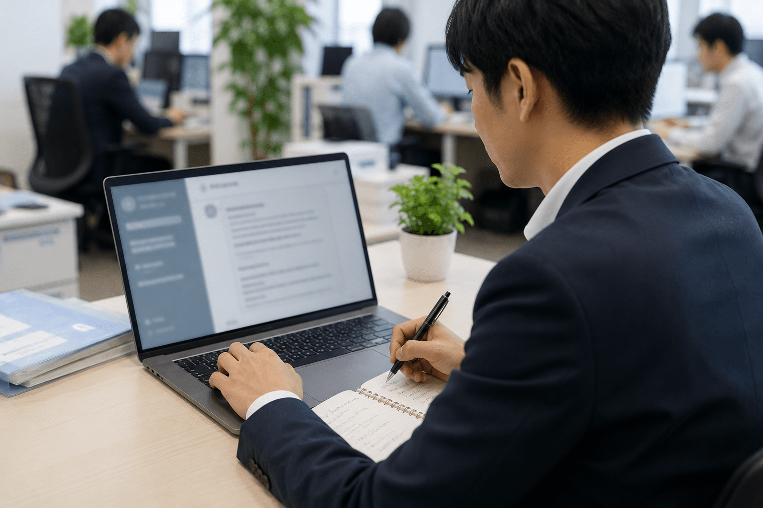 箇条書きのメモがAIによって整った日報へと変換されるプロセスのイメージ