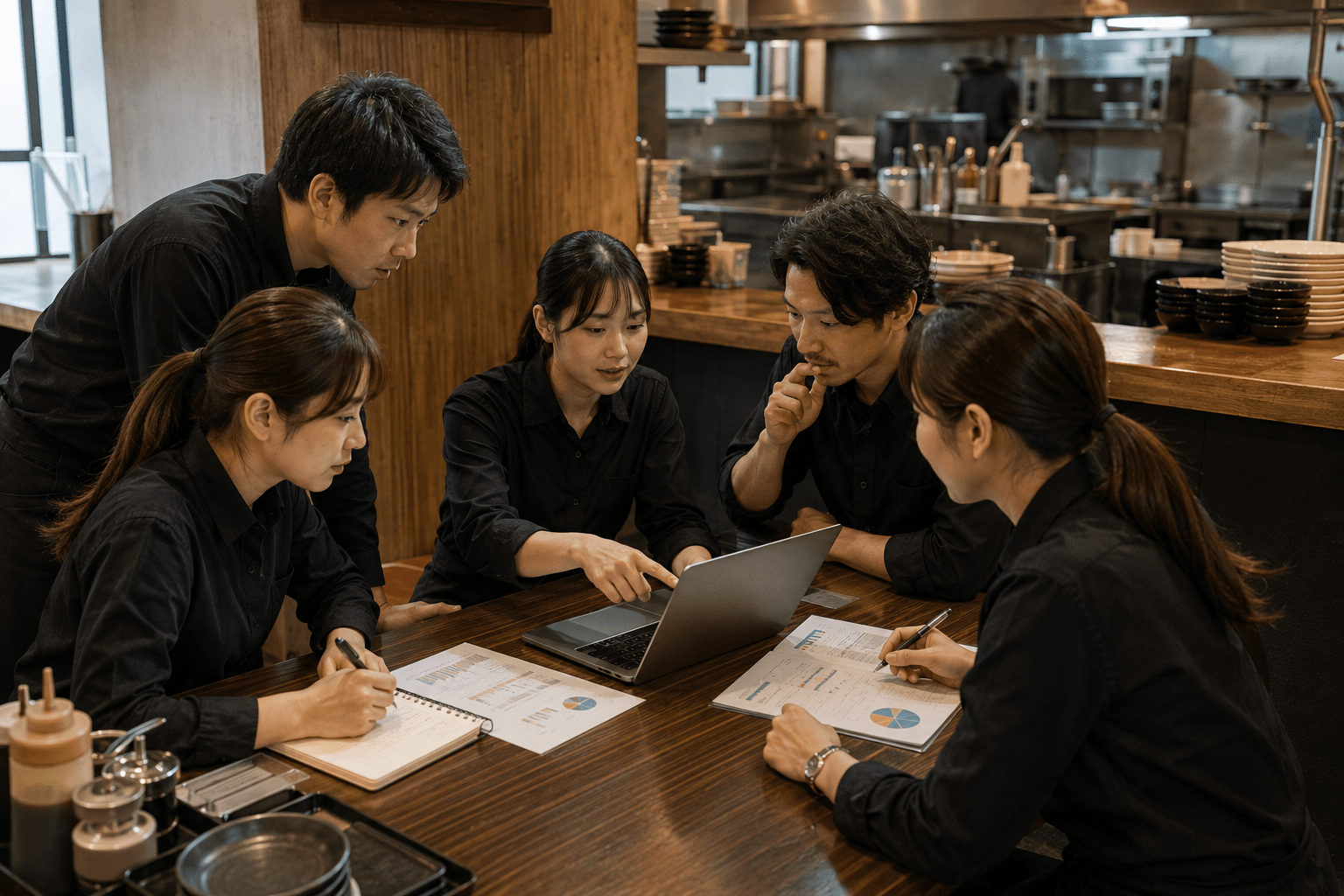 飲食店が抱える課題と生成AIによる解決策のイメージ