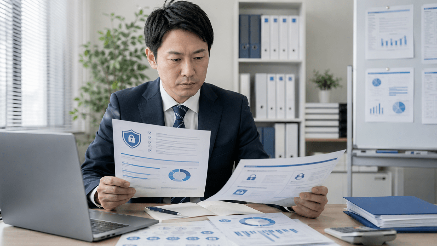 AIサービスのデータ利用条件やセキュリティ項目を確認する日本企業の担当者