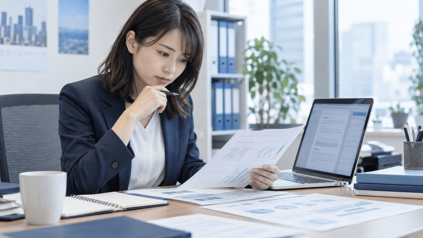 AIで作成した作業依頼文と元資料を照合して確認する企業担当者