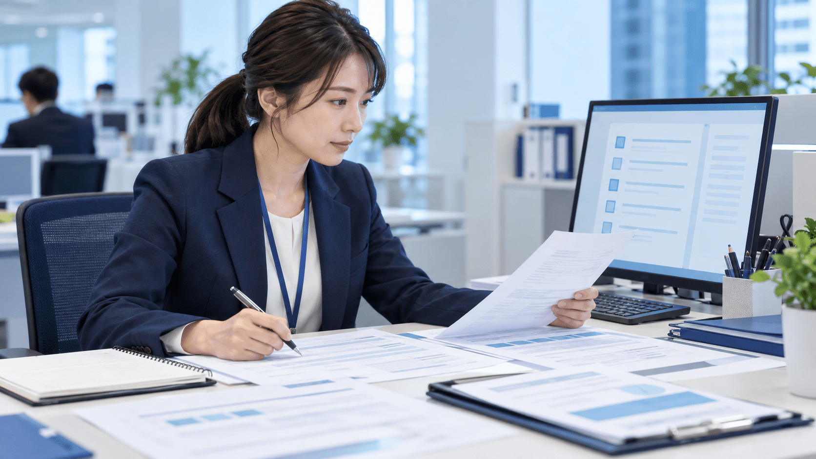AIで整理した対応事項と元のフォロー面談記録を照合する人材会社担当者