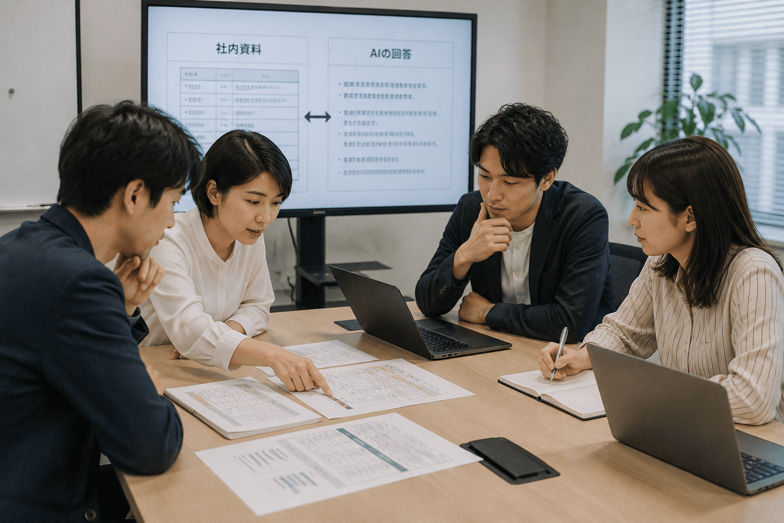 社内資料とAIの回答をチームで確認し改善する日本企業の担当者