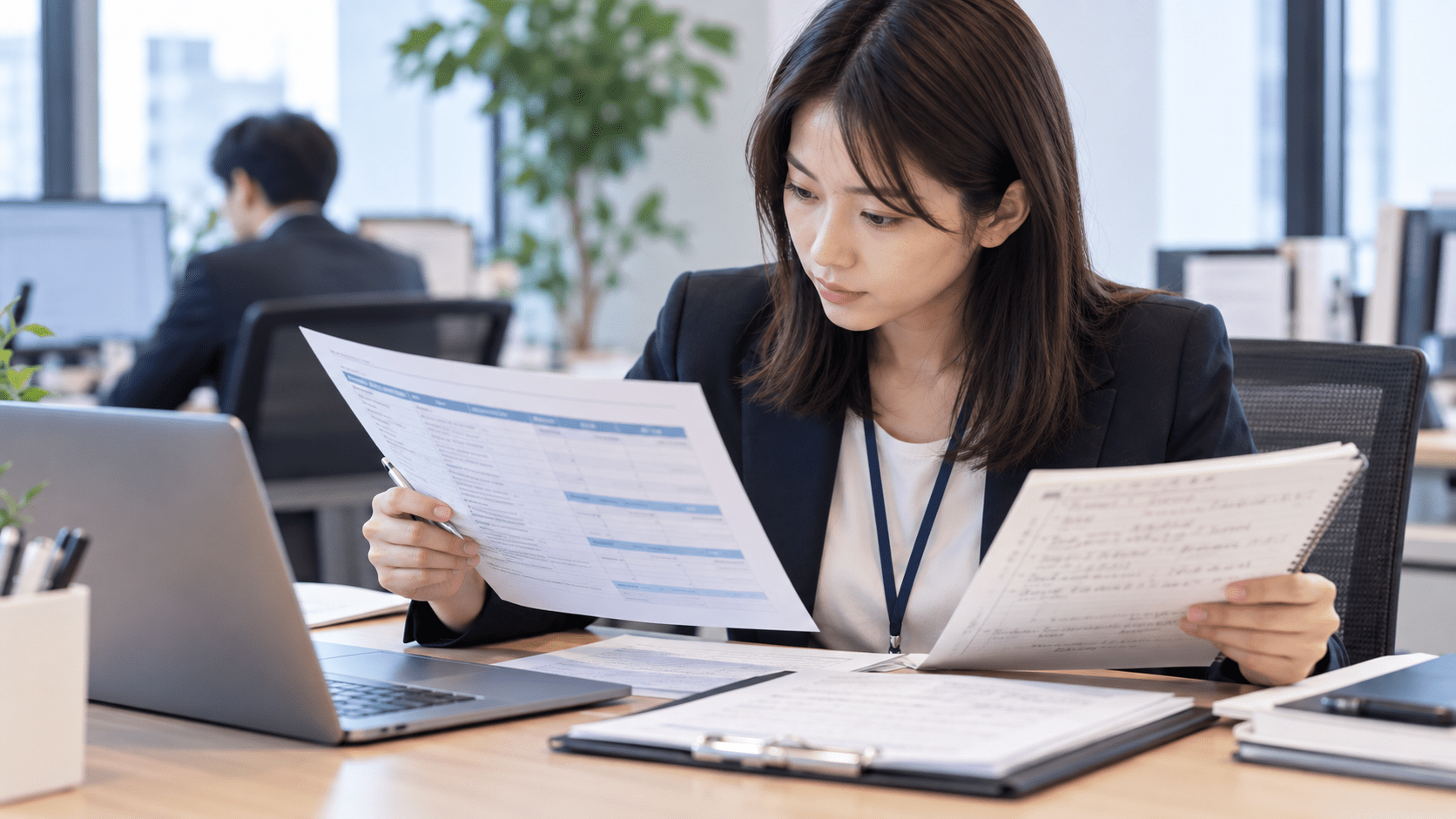 AIで整理した営業管理用記録と元の商談メモを照合する人材会社担当者