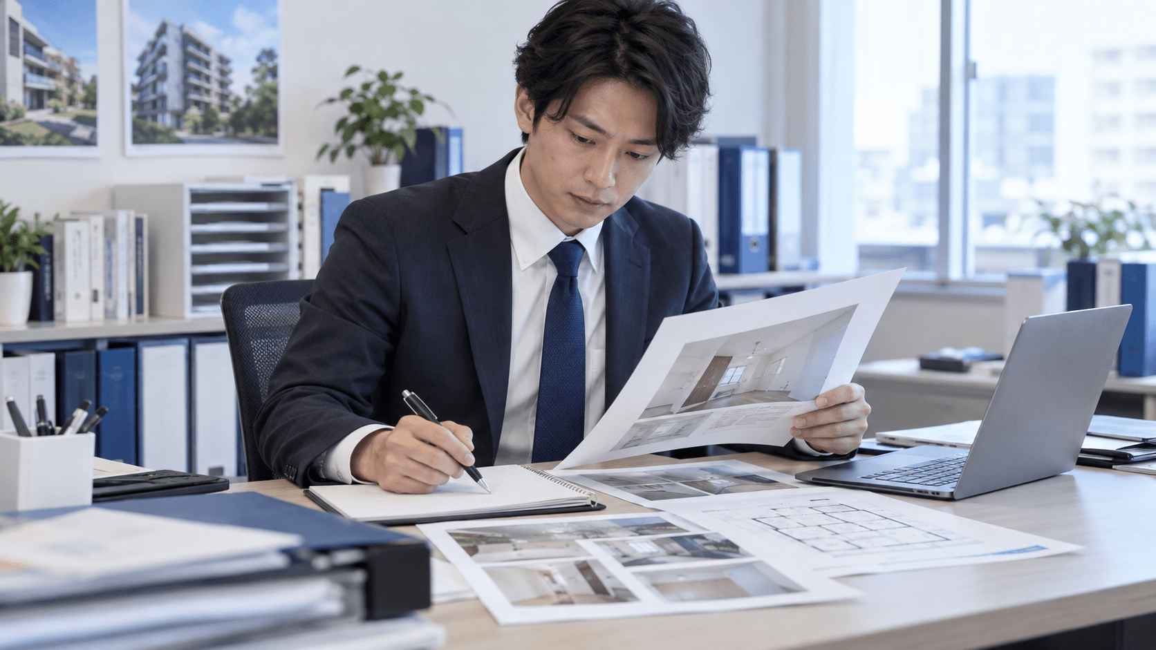 修繕問い合わせと物件資料を確認し業者へ伝える情報を整理する賃貸管理担当者