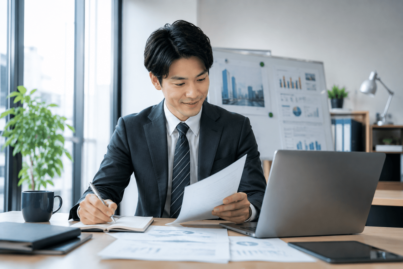 資料作成の時間が削減され、余裕を持って商談の準備をする営業担当者
