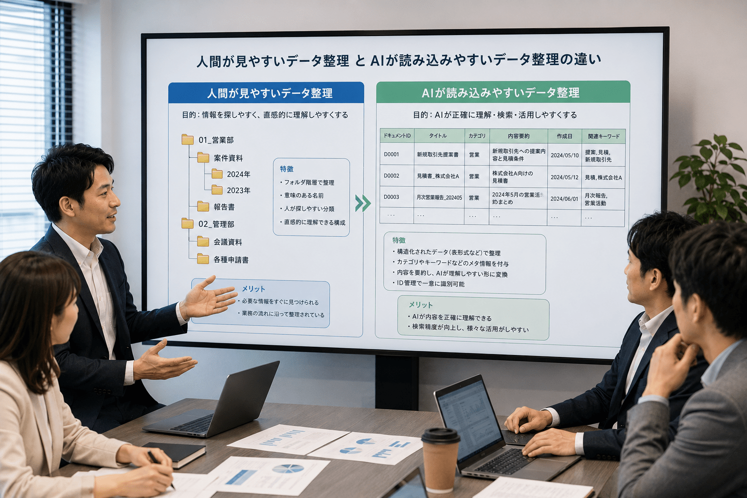 人間が見やすいデータ整理とAIが読み込みやすいデータ整理の違い